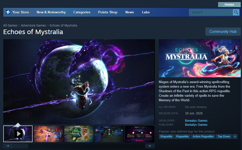 Screenshot of the Steam page